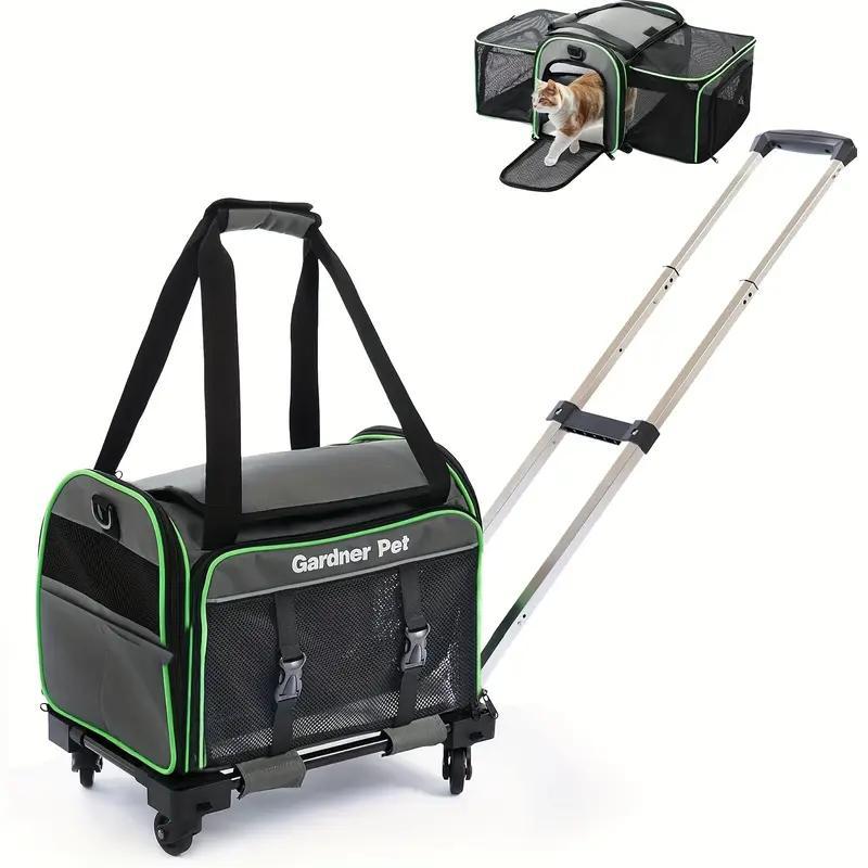 Transportín Expandible para Mascotas con Ruedas – Malla de 6 Lados, Plegable, Apto para Aerolíneas para Gatos y Perros Pequeños