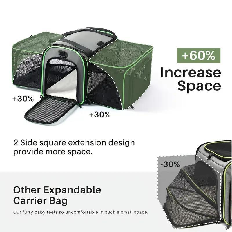 Transportín Expandible para Mascotas con Ruedas – Malla de 6 Lados, Plegable, Apto para Aerolíneas para Gatos y Perros Pequeños