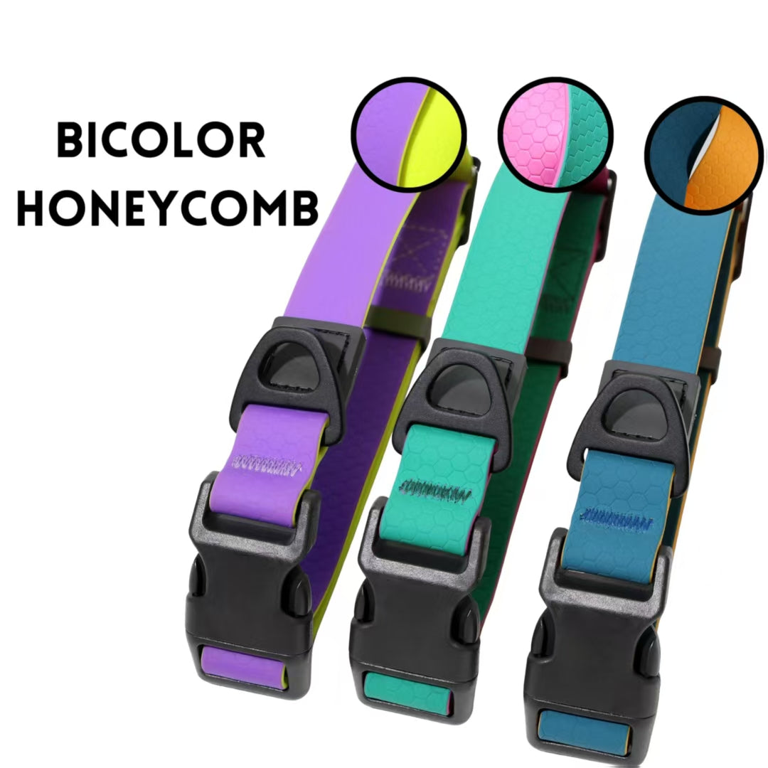 Honeycomb Embossed Dual-Color Dog Leash Set – Waterproof, Non-Slip, 3 Sizes