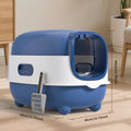 Enclosed Cat Litter Box – Odor-Lock, Scratch-Resistant, 56cm Large | Blue, Gray, Purple