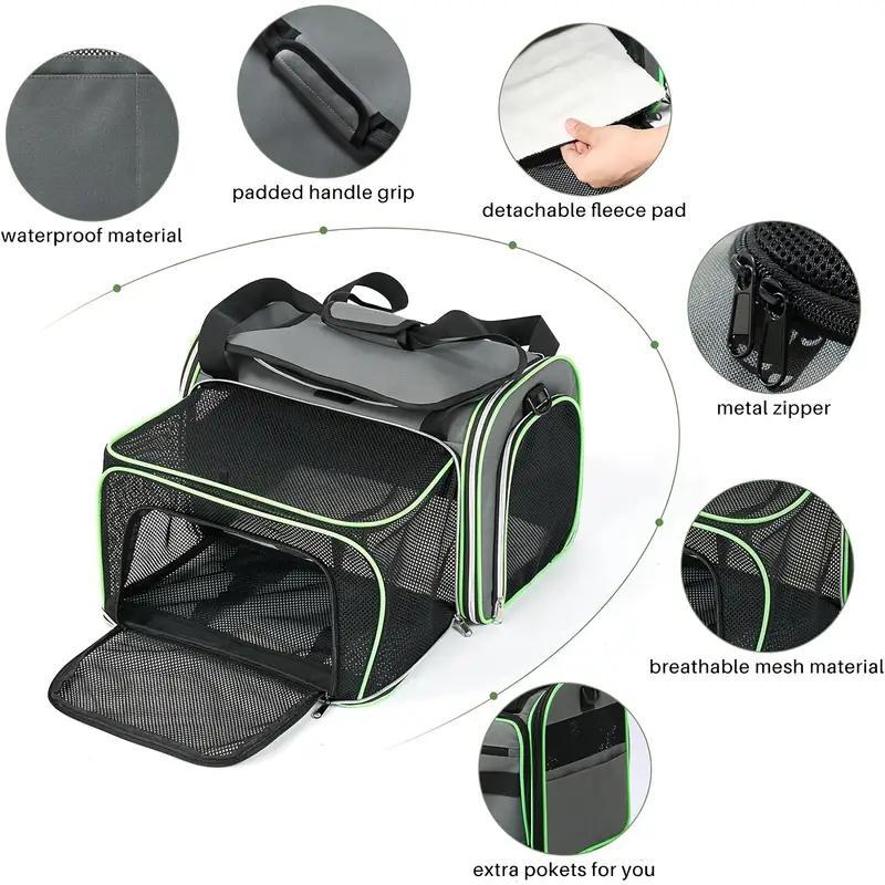Transportín Expandible para Mascotas con Ruedas – Malla de 6 Lados, Plegable, Apto para Aerolíneas para Gatos y Perros Pequeños
