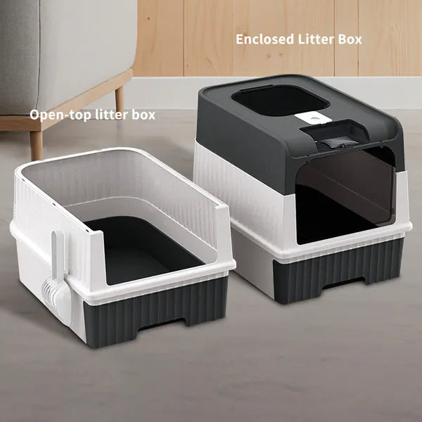 Arenero Cerrado para Gatos Magic Cube – Entrada Superior y Frontal, Cajón Extraíble, Grande para Gatos Grandes