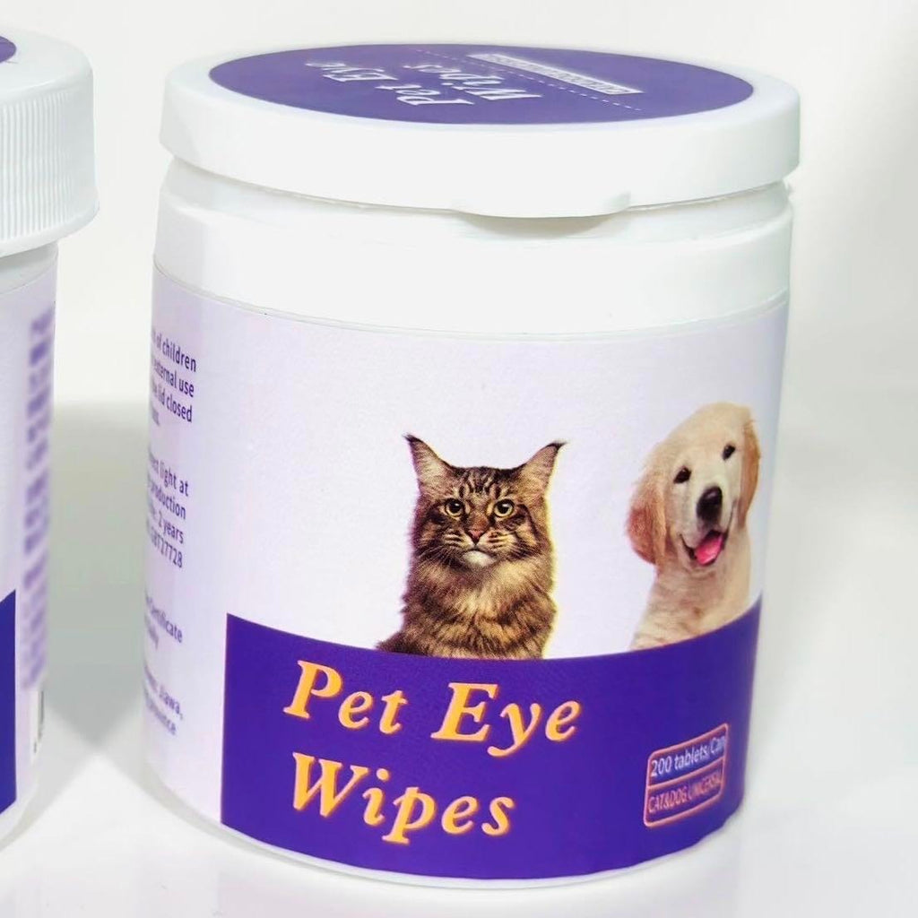 Lingettes oculaires pour animaux de compagnie (200 unités) – Anti-larmes pour chiens et chats | Douces, sans alcool