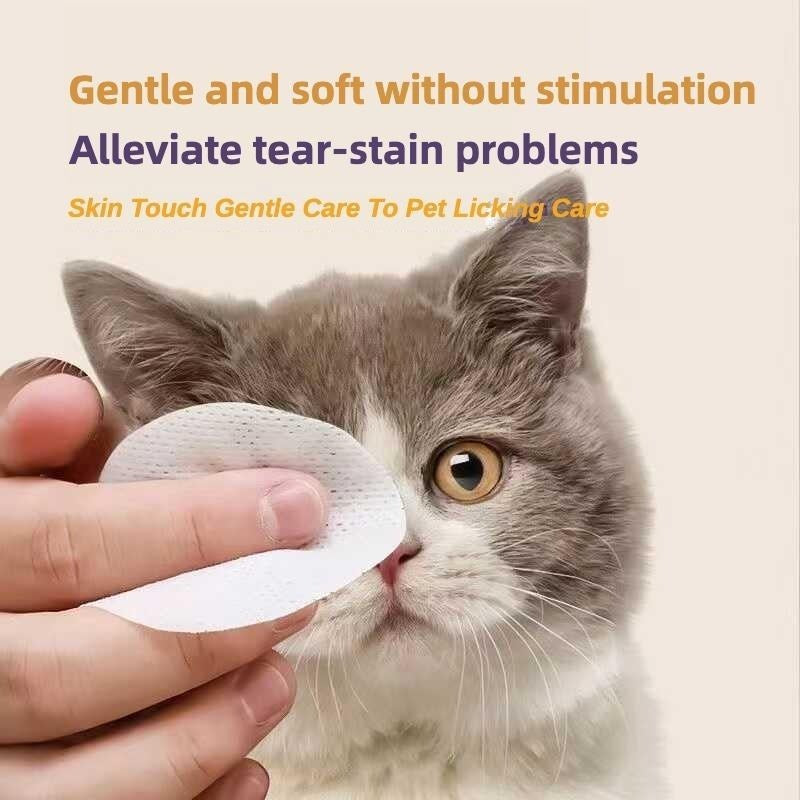 Lingettes oculaires pour animaux de compagnie (200 unités) – Anti-larmes pour chiens et chats | Douces, sans alcool