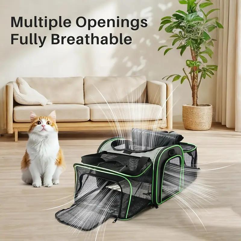 Transportín Expandible para Mascotas con Ruedas – Malla de 6 Lados, Plegable, Apto para Aerolíneas para Gatos y Perros Pequeños