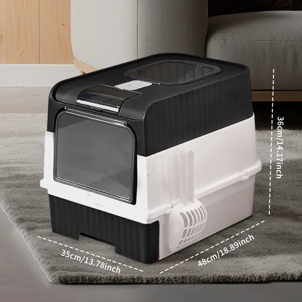 Arenero Cerrado para Gatos Magic Cube – Entrada Superior y Frontal, Cajón Extraíble, Grande para Gatos Grandes