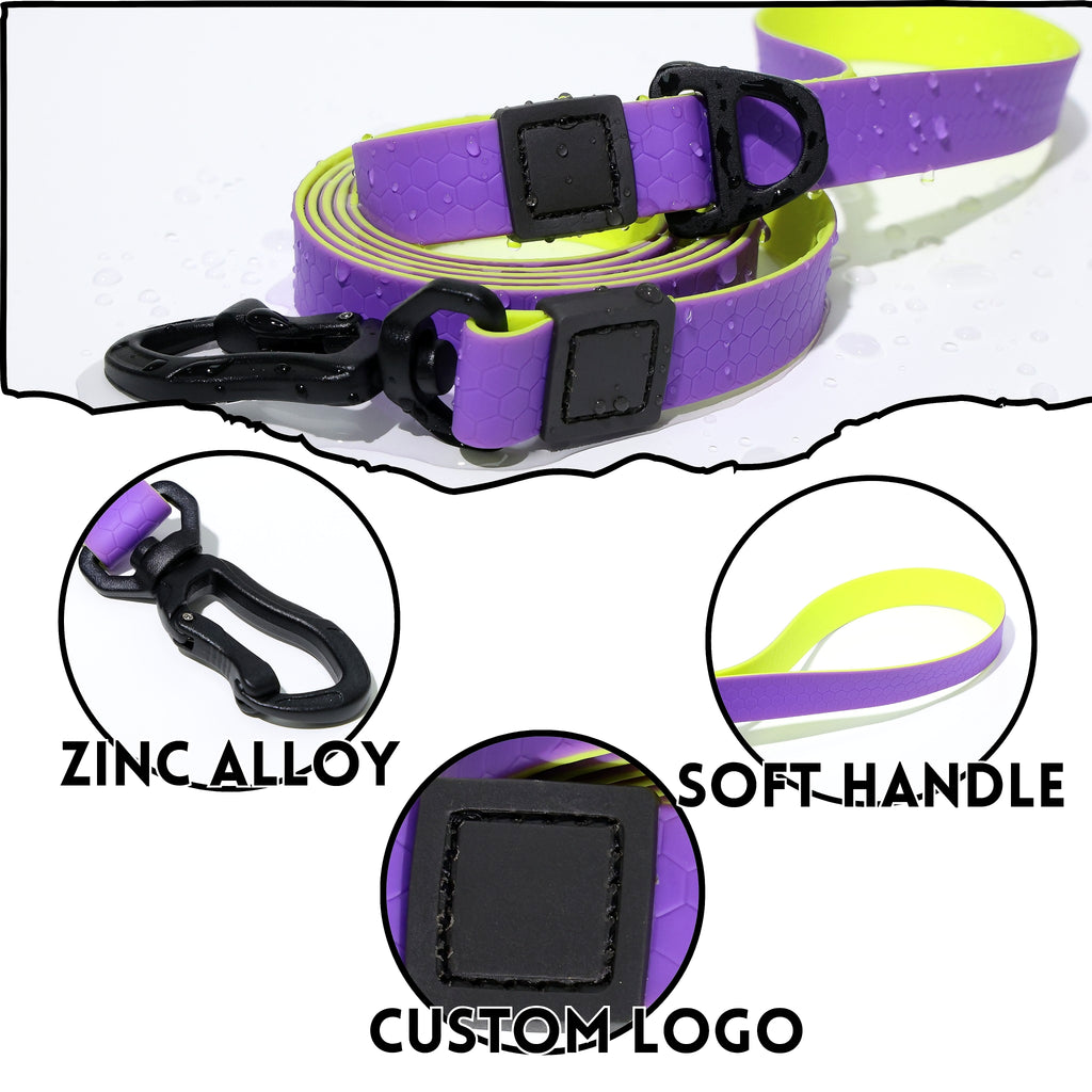 Honeycomb Embossed Dual-Color Dog Leash Set – Waterproof, Non-Slip, 3 Sizes