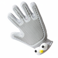 Pet grooming glove enhanced product photo, white background, studio lighting